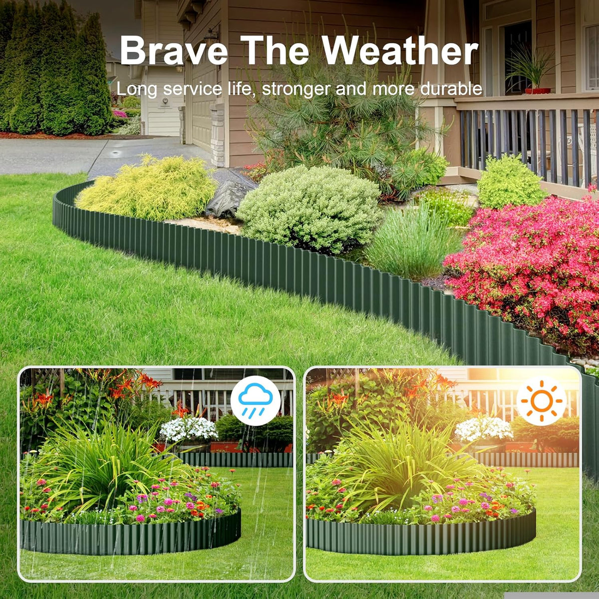 Land Guard Corrugated Metal Garden Edging, 12"×50Ft Steel Landscape Edging, Corrugated Metal Yard