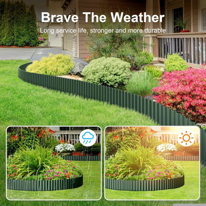 Land Guard Corrugated Metal Garden Edging, 12"×50Ft Steel Landscape Edging, Corrugated Metal Yard
