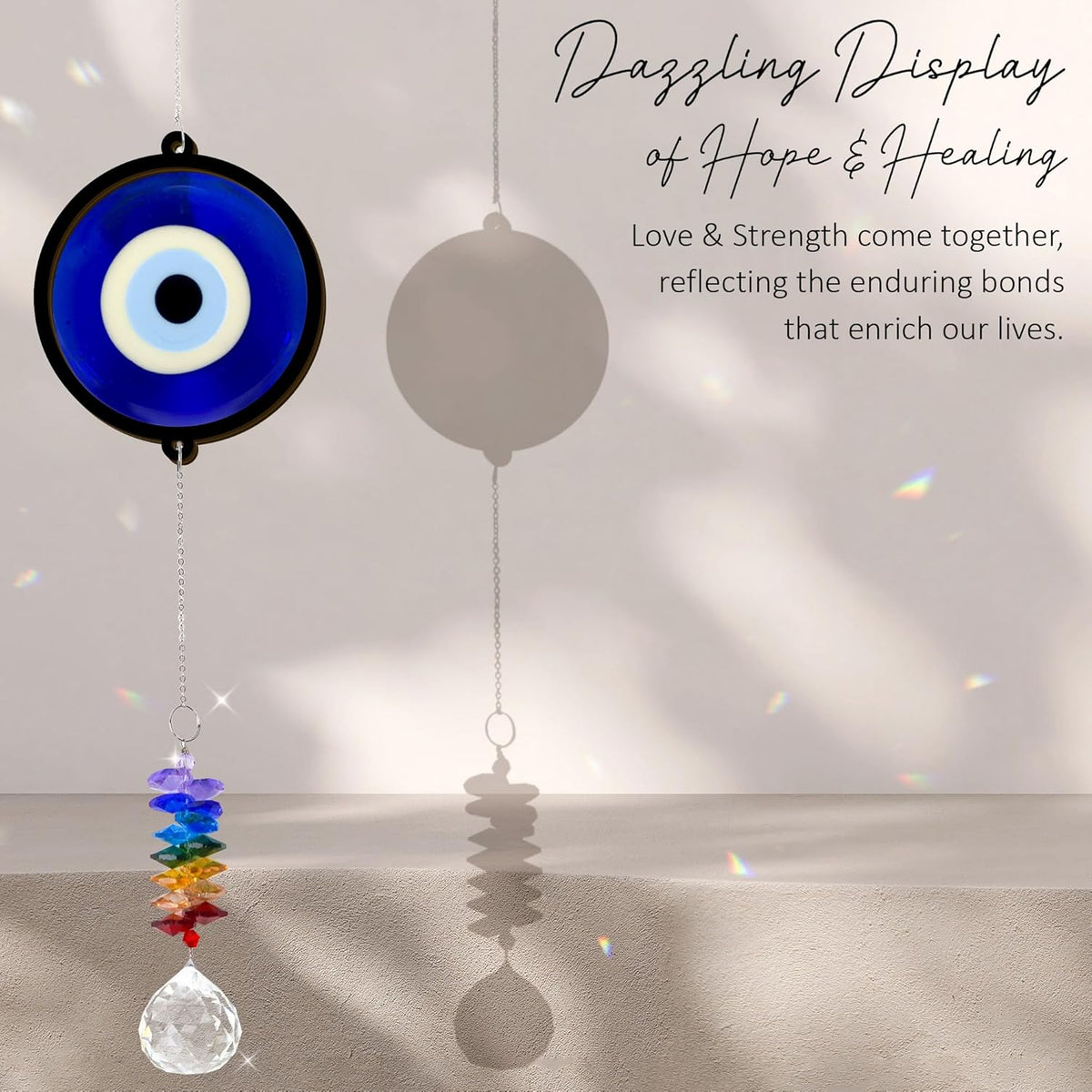 2 Layered Ornament Suncatcher - Blue Evil Eye - Good Luck Protection Presents - Protective Amulet