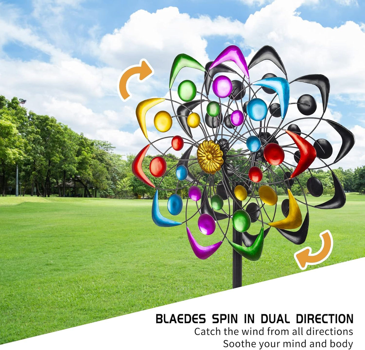 Viveta Kinetic Wind Spinner, 59 inch Outdoor Metal Windmills for Yard Garden, Double Wind Sculpture