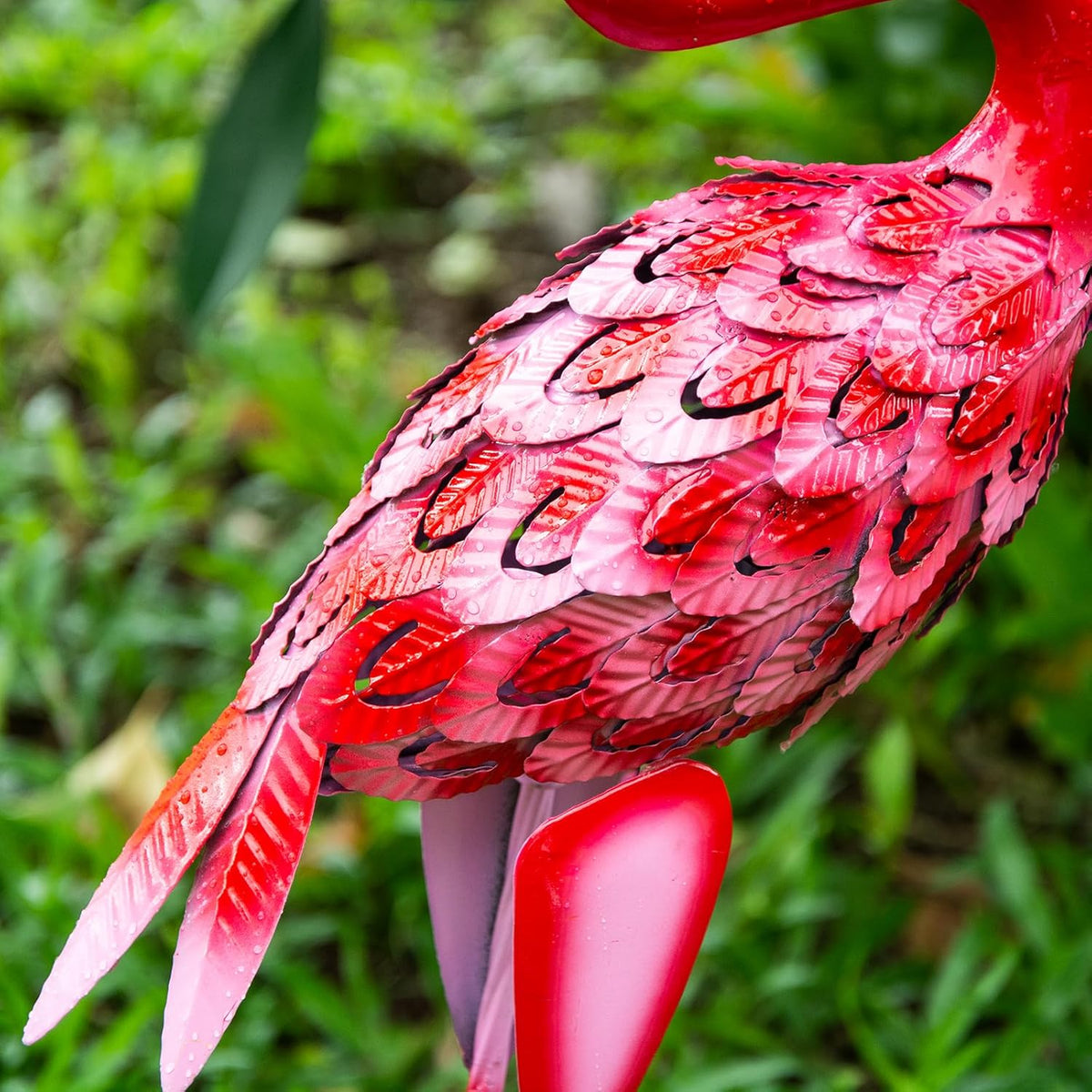XONOR Metal Flamingo Garden Statues Red Flamingo Yard Art Outdoor Sculptures for Home Patio Lawn