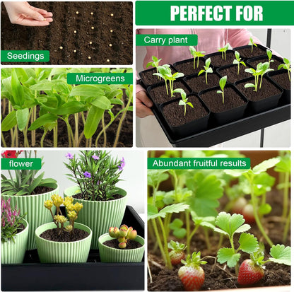 Seed Starter Tray, 5 Packs Plant Tray, Durable Plastic Growing Trays, Stackable Seedling Starter
