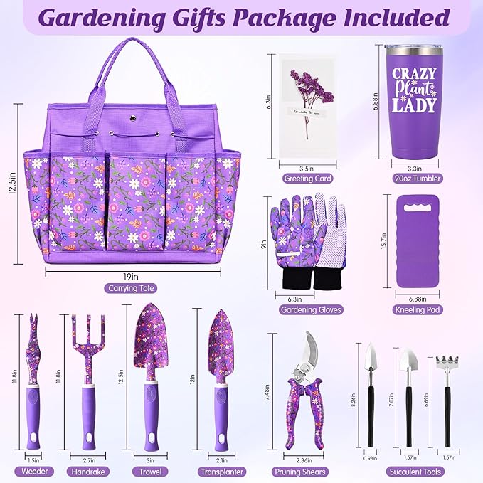 Gardening Gifts for Women, Gardening Tools for Women, 14 PCS Garden Tools Set Kit with Garden Tool