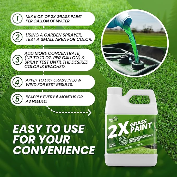 32oz 2X Green Grass Paint for Lawn, Ideal Turf Paint & Green Lawn Spray to Renew Discolored Lawns