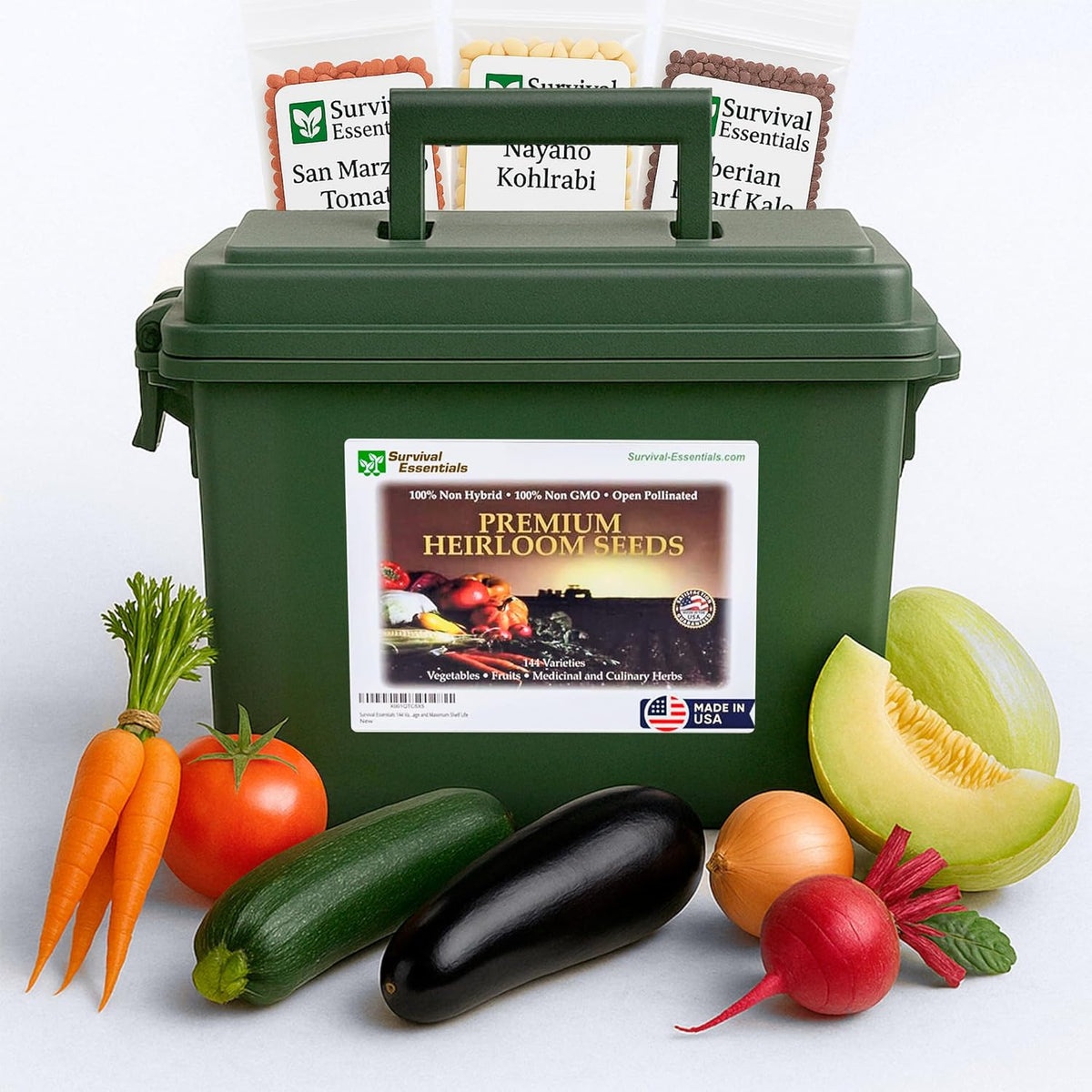 Ultimate Non-GMO Heirloom Survival Seed Vault – 23,000 Open-Pollinated Vegetable, Herb & Fruit