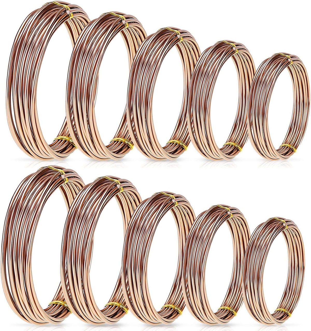 Hotop 10 Rolls Bonsai Wires Anodized Aluminum Bonsai Training Wire in 5 Sizes - 1.0 mm, 1.5 mm, 2.0