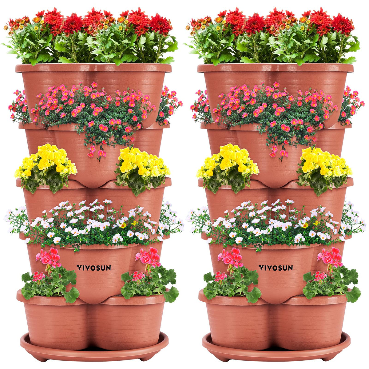 VIVOSUN 2-Pack 5 Tier Vertical Gardening Stackable Planter for Strawberries