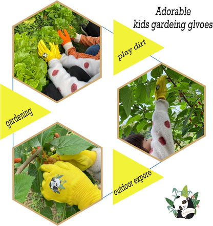 HANDLANDY 2 Pairs Kids Gardening Gloves, Toddler Children Garden Yard Work Outdoor Playing Gloves