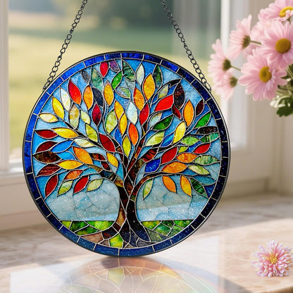 8-Inch Stained Glass Ornament, Stained Glass Window Hanging, Suncatcher Window Hanging, Home Decor