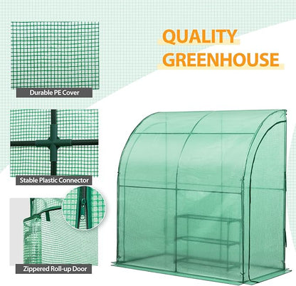 EAGLE PEAK 3 Tier Lean to Portable Greenhouse, Heavy-Duty Indoor & Outdoor Garden with Wire