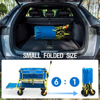 Old Bahama Bay 400L Collapsible Double Decker Beach Wagon with Brakes, Folding Beach Cart with 54"