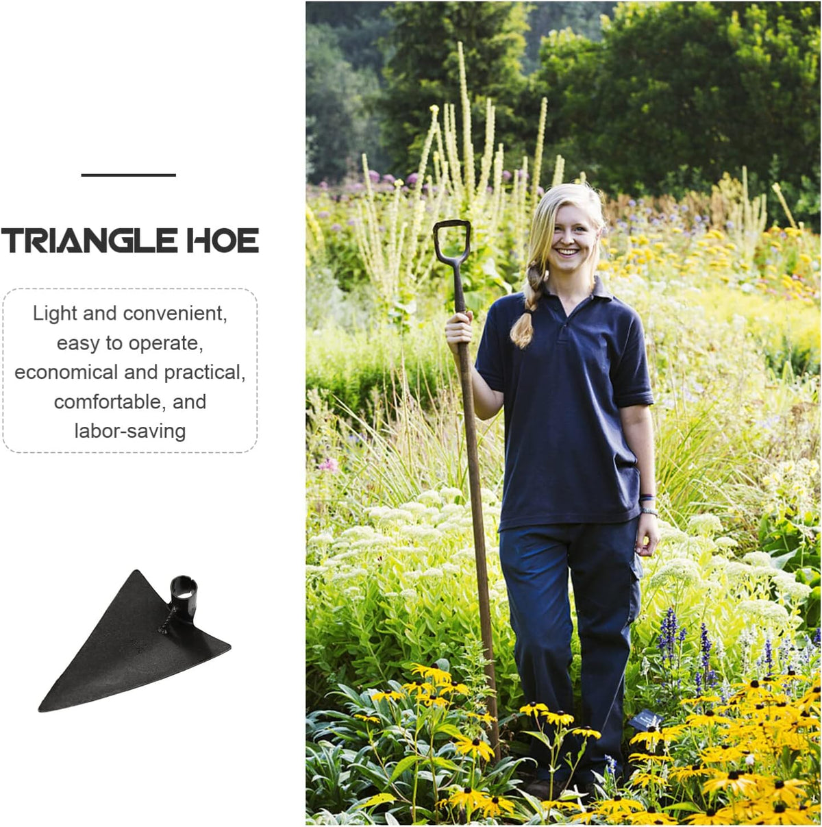 DOITOOL Triangle Hoe Steel Garden Digging Hoe for Weeding Planting Digging Soil, Gardening Hoe Hand