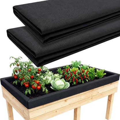 EcoBrisa 2PCS 63 x 114IN Raised Garden Bed Liner, Non Woven Fabric for Large Veg Trough, Cuttable