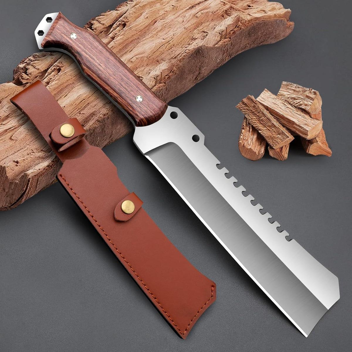 Outdoor Short Machete with Sheath for Cutting Trees, for Yard Work and for urvival Machete Ideal