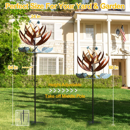 LimeHill Wind Spinner for Yard and Garden - Large Metal Kinetic Wind Sculptures for Outdoor
