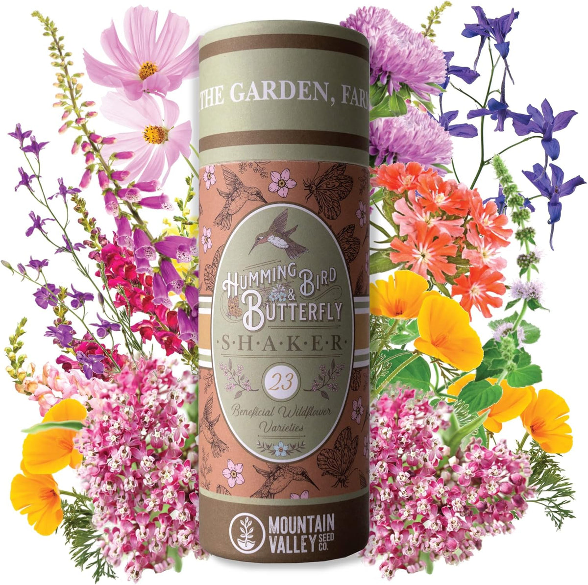 Wildflower Seeds Shaker - Hummingbird and Butterfly Mix - 100,000+ Wild Flower Seeds - in Beautiful