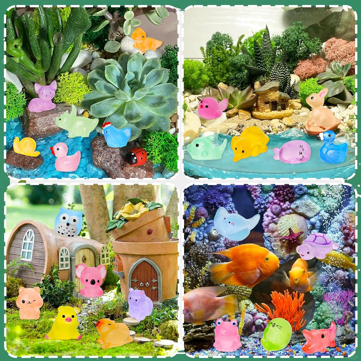 200pcs Luminous Mini Resin Animals 30 Types Miniature Resin Animal Figurines to Hide Bulk Glow in