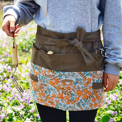 Garden Apron for Woman, Serve Apron Cute, Flora Half Apron with 8 Pockets, Valentines Gift for Mom