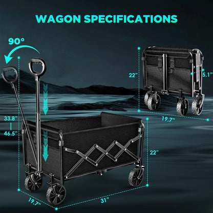 Wagons Carts Foldable, Collapsible Wagon Cart with Wheels, Large Wagons Carts Foldable with Wheels