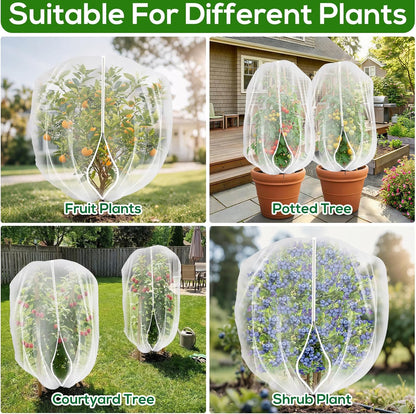2 Pack Fruit Tree Netting Covers with Zipper & Drawstring – Ultra Fine Mesh Plant Protection Bags