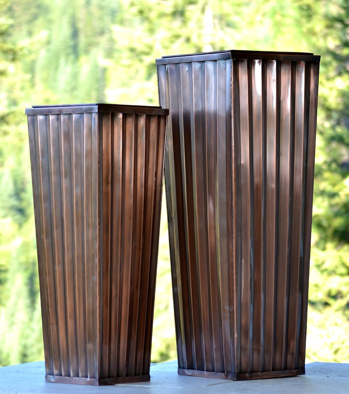 H Potter Tall Outdoor Indoor Planter Patio Deck Flower Ribbed Garden Planters Antique Copper Finish