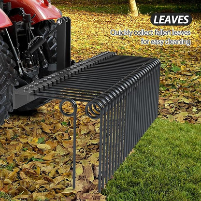 60" Durable Powder Coated Steel Pine Straw Rake, Steel Spring Landscape Rake for Leaves, Pine