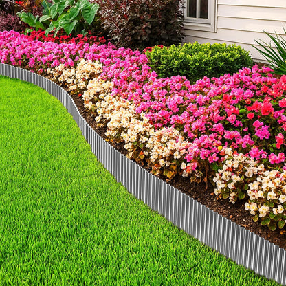 MIXC Corrugated Metal Garden Edging, Landscape Border for Lawn, Flower Bed & Paver (Silver, 6 Inch