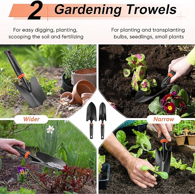 11 Pcs Garden Tools Set, HaSteeL Gardening Supplies Hand Tools Kit for Women Men Gardeners, Include