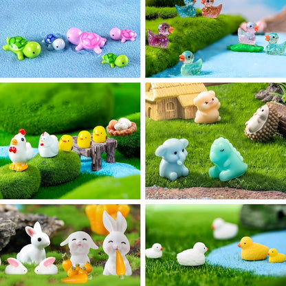 100pcs Various Mini Resin Animals Figurines Miniature Figures Ornament Fairy Garden Accessories