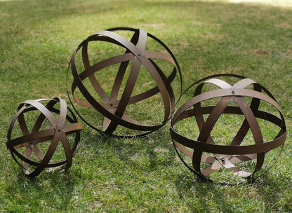 BSTGIFTS Metal Garden Spheres, Metal Band Decorative Spheres, Metal Folding Orb Garden Ball, Sets