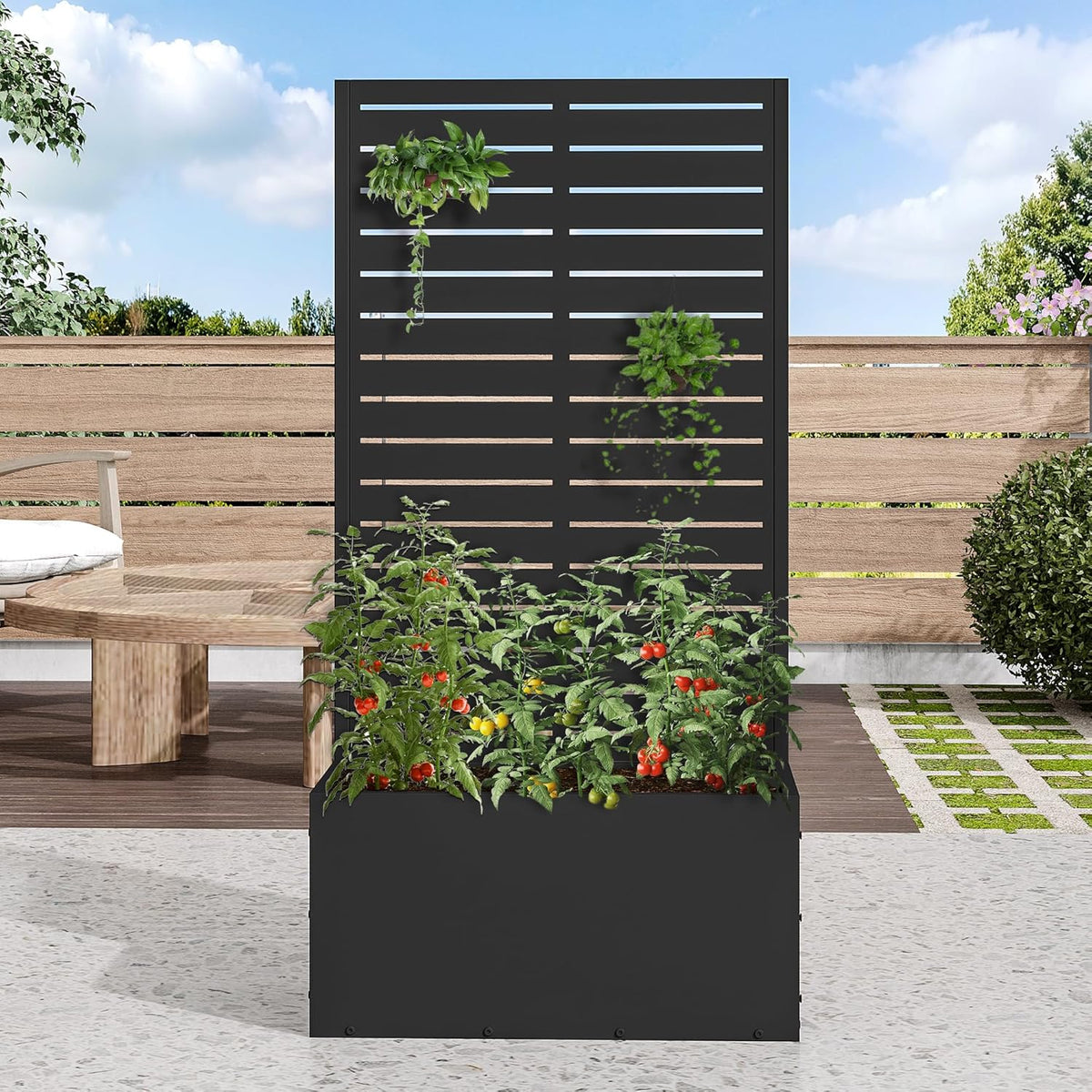 Casaphoria Metal Raised Garden Bed, 47"x24"x12" Planter Box for Climbing Plants, Vegetables &