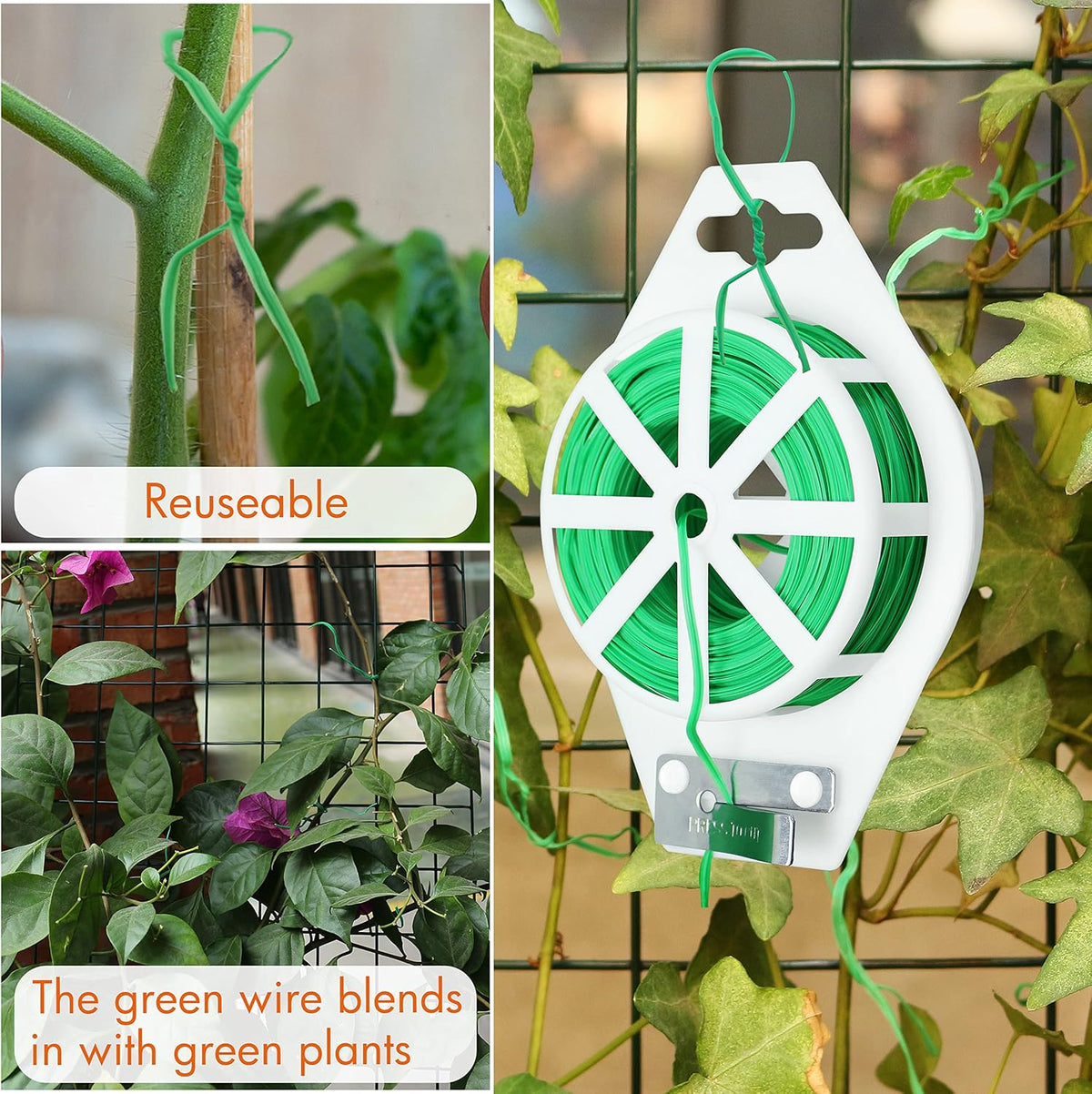 Gardzen 328ft Twist Ties, Reusable Coated Wire Plant Ties with Cutter, Ideal for Sealing Plastic