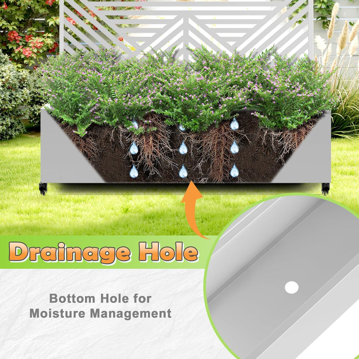 Metal Raised Garden Bed with Trellis, 2-in-1 Planter Box & Privacy Screen for Climbing Plants