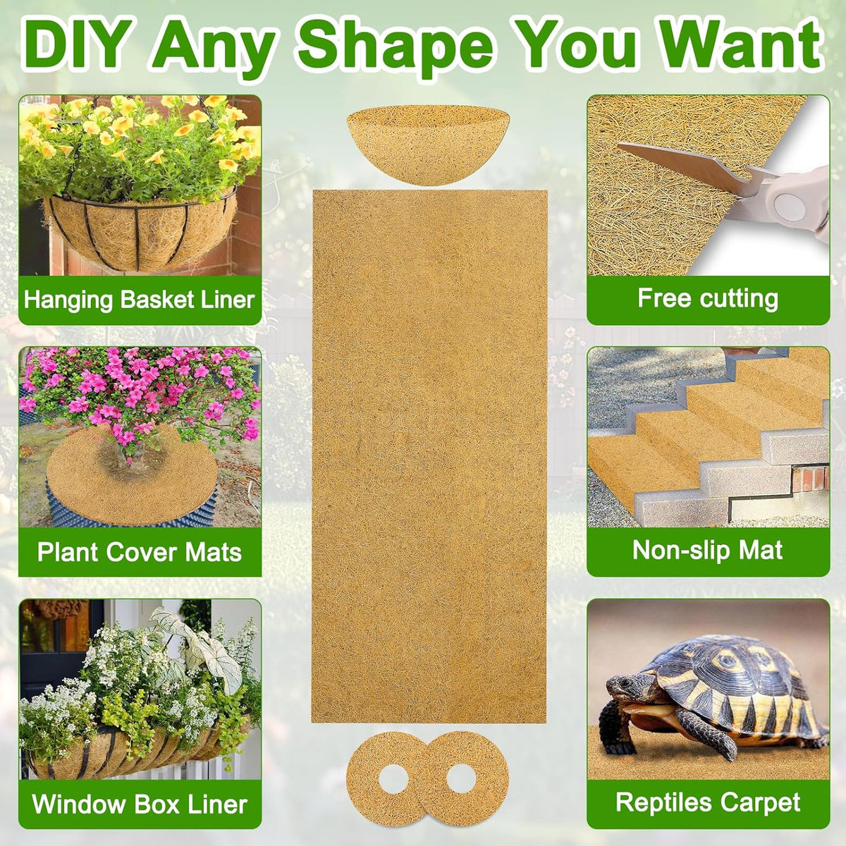 Coco Liner Roll 24x80 Inch, Natural Coconut Liners for Planter Flower Basket, Thick Coco Fiber Mat
