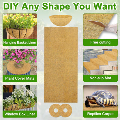 Coco Liner Roll 24x80 Inch, Natural Coconut Liners for Planter Flower Basket, Thick Coco Fiber Mat