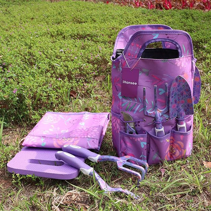 Purple Garden Tool Sets 10-Piece, Aluminum Alloy Steel Hand Tools w/Non-Slip Ergonomic Handle