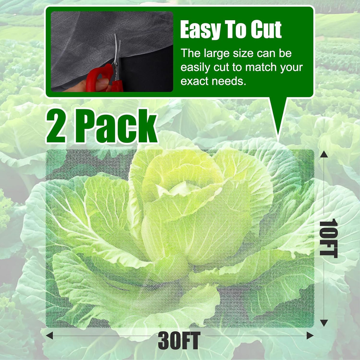 2 Pack Garden Netting, 10 x 33 FT Garden Mesh Netting, Ultra Fine Plant Net Covers, Gardening