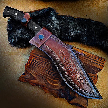 Poshland Handmade Kukri Knife with D2 Steel Blade, Durable G10 Handle, Premium Leather Sheath