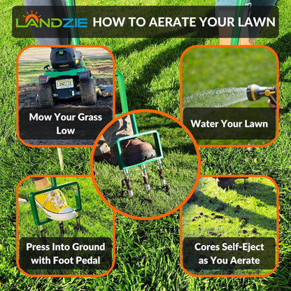 Landzie - The Original Hollow Tine Lawn Aerator Tool - 42 Inch Core Aerator and Grass Aeration Tool