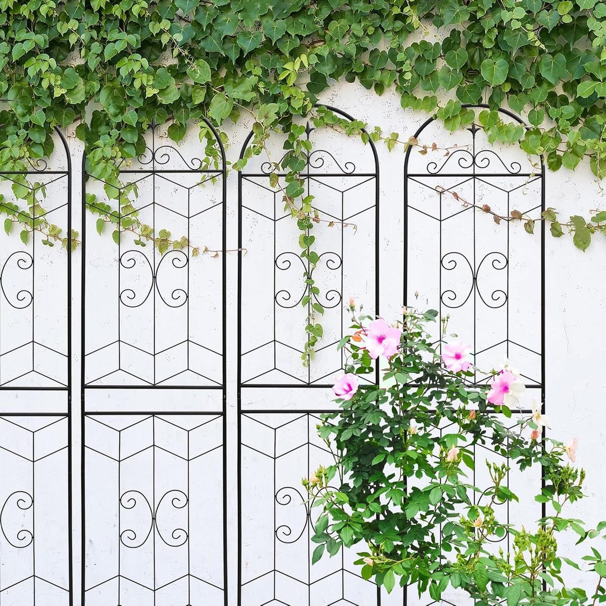 4 Pack Metal Garden Trellis 86.7" Tall Outdoor Climbing Plant Support for Roses, Flowers, Rustproof