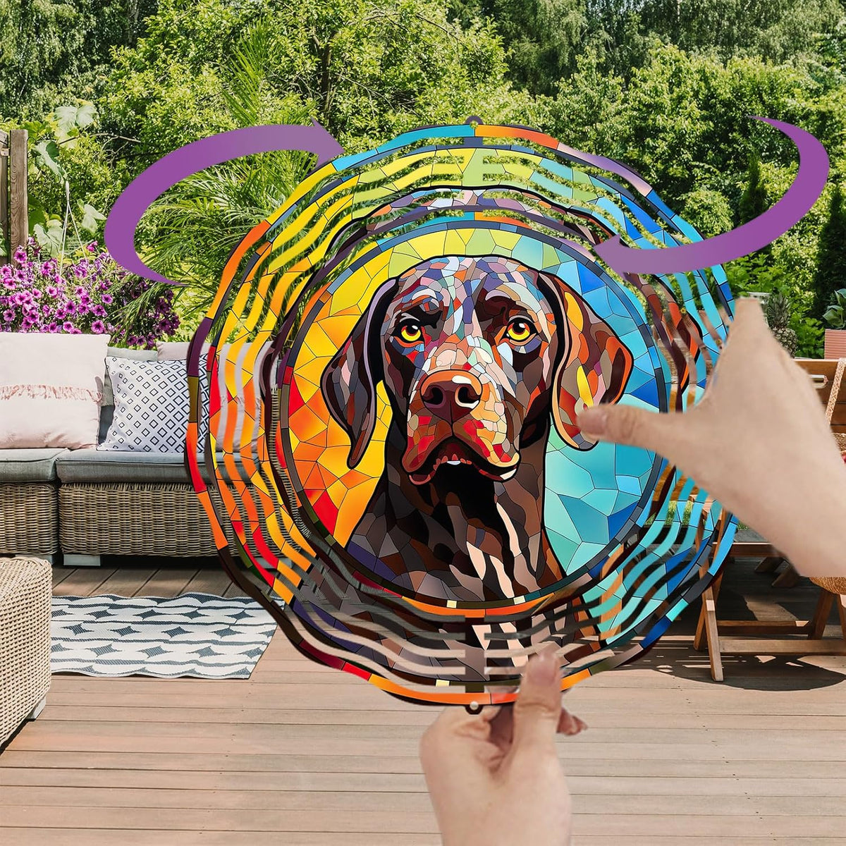 German Shorthaired Pointer Dog Wind Spinners Outdoor Dog Memorial Gifts, 3D Metal Kinetic Hanging