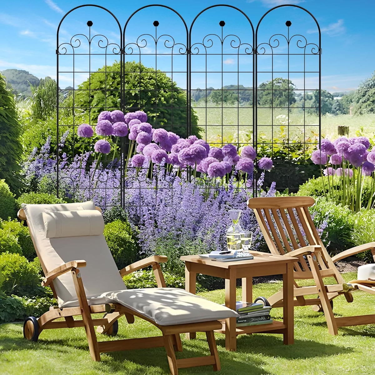 4 Pack Metal Garden Trellis 86.7" H Garden Fence Rustproof Trellis for Climbing Plants Support