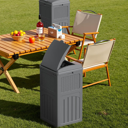 Devoko 33 Gallon Outdoor Trash Can with Dual Lid, Heavy Duty Waterproof Resin Garbage Bins Outside