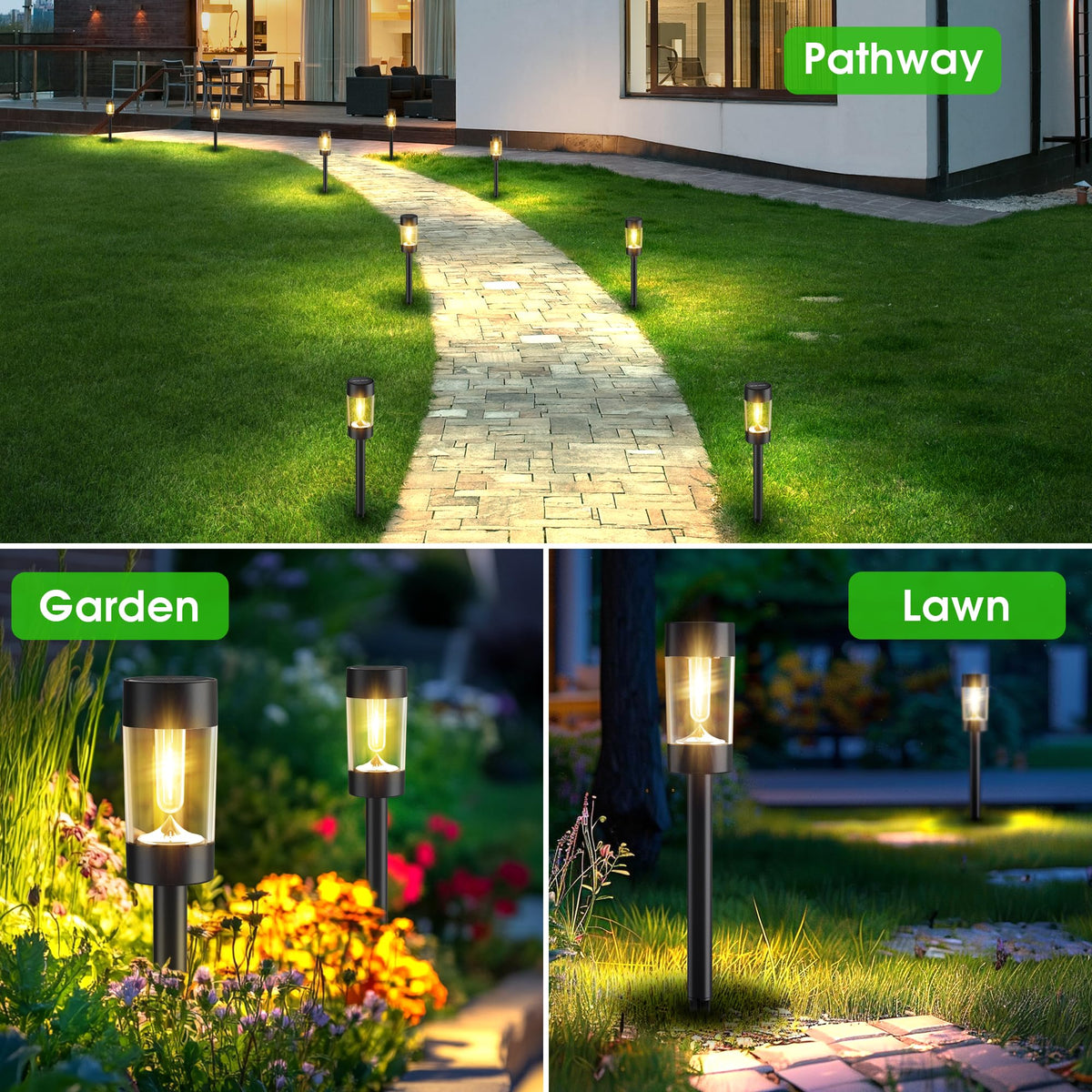 Eyrosa Solar Lights Outdoor, 12 Pack Waterproof Solar Landscape Lighting for Pathway Garden Yard