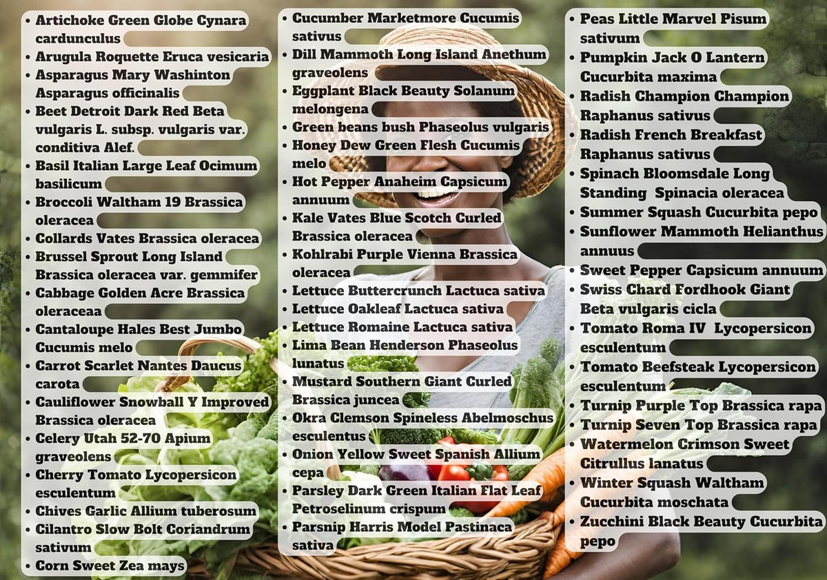 B&KM Farms 30,000+ Survival Seed Kit 5+ Year Supply. 50 Fruit & Vegetable Non-GMO Heirloom Seeds