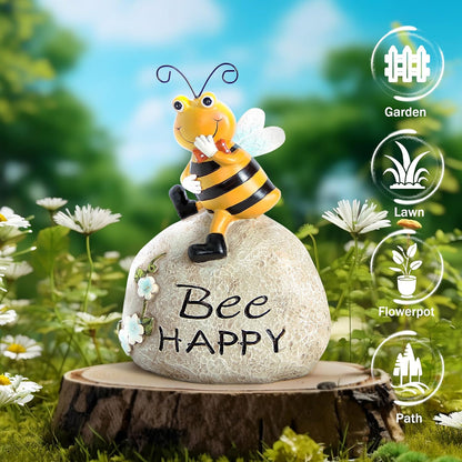 Garden Decor Bee Outdoor Statues Sculpture Bumblebee Figurine for Patio Lawn Porch Yard Backyard