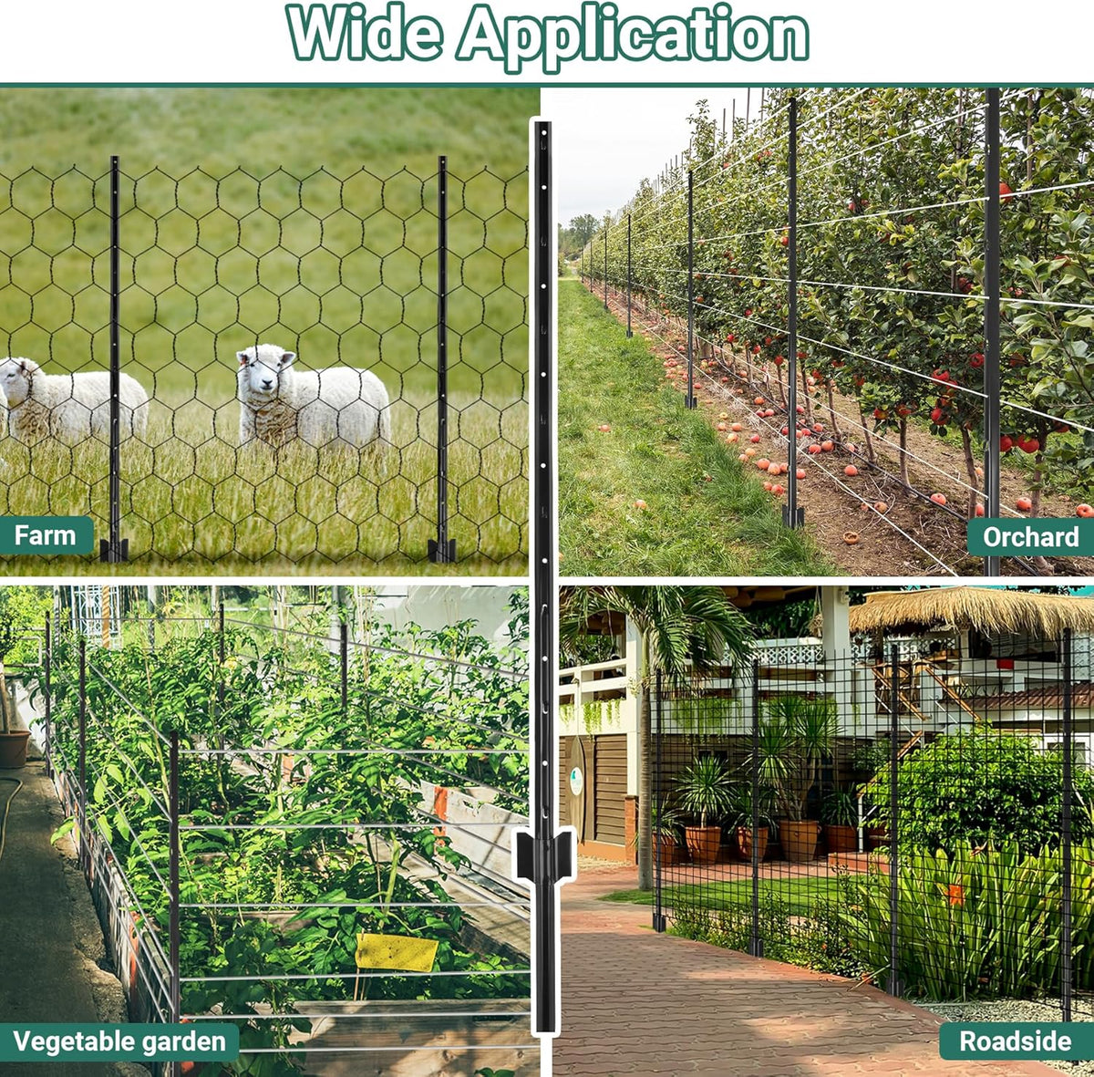 Fence Posts 7 Ft - 16 Pack, Requires Manual Assembly, Heavy Duty Metal Fence Post, No Dig U Post