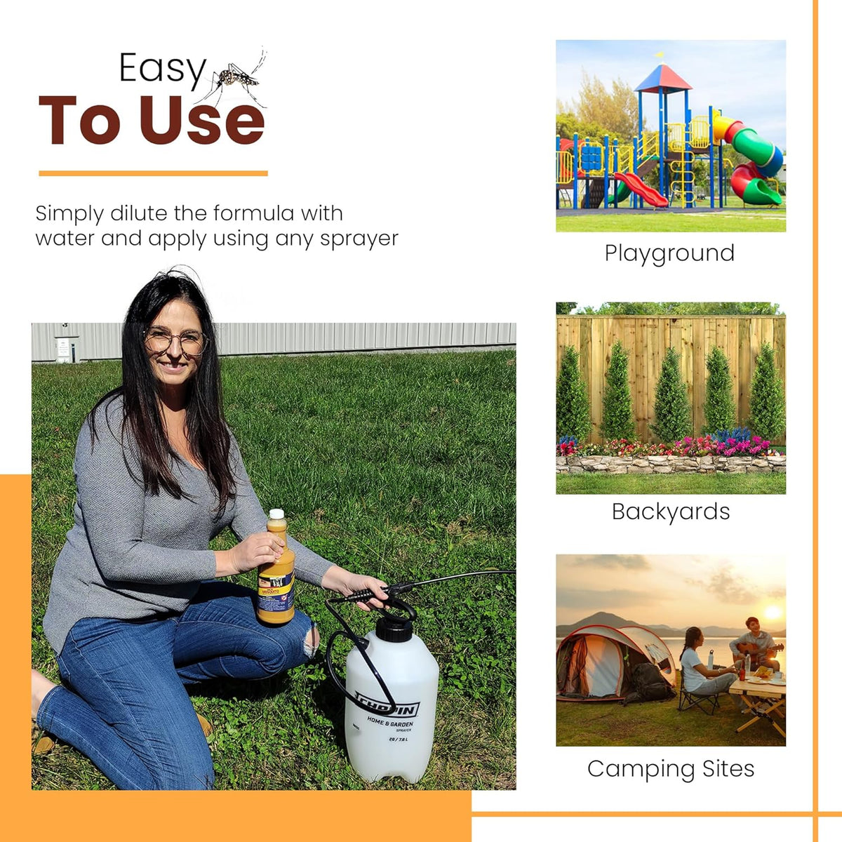 Natural Mosquito Control Spray Concentrate, Repels Mosquitoes, Ticks, Fleas, Flies, Gnats, and