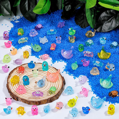 240 Pcs Luminous Mini Resin Animals 30 Styles Miniatures Animal Figurines Glow in the Dark Tiny