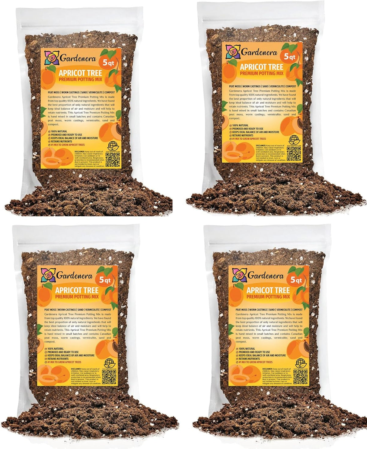 Gardenera Premium Apricot Potting Soil Mix - Ideal Nutrient Blend for Growing Robust, Flavorful